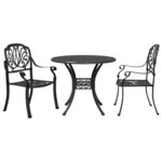 vidaXL Ensemble de bistro 3 Pièces noir aluminium coulé