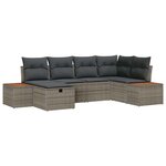 vidaXL Ensemble de canapé de jardin avec coussin 6 Pièces Gris Poly rotin