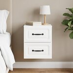 vidaXL Cabinet de chevet mural Blanc brillant 34 5 x 33 x 40 cm