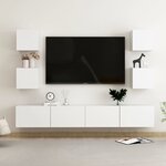 vidaXL Ensemble de meubles TV 6 Pièces Blanc Bois d'ingénierie