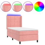 vidaXL Sommier à lattes de lit matelas et LED Rose 90x190 cm Velours