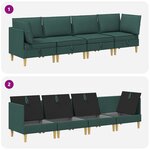 vidaXL Canapé modulaire avec rangement 4 Pièces Vert foncé Tissu