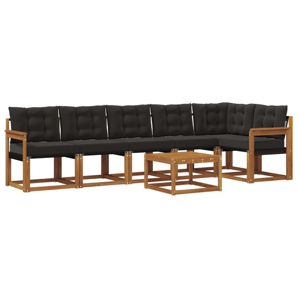 vidaXL Ensemble de canapés d'extérieur 7 pc Naturel et Noir