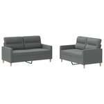 vidaXL Ensemble de canapés 2 Pièces avec coussins Gris foncé Tissu