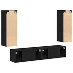 vidaXL Ensemble de 4 Meubles TV - Muraux en Bois d'Oak Noir