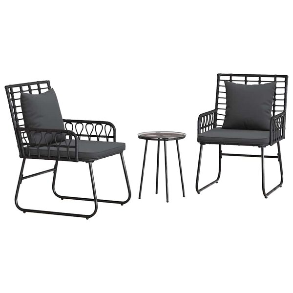 vidaXL Ensemble de salle à manger pour jardin 3 Pièces Noir et anthracite