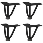 vidaXL Pieds en épingle à cheveux pour table basse 4 pièces Noir 10 cm Acier massif