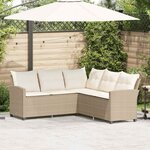 vidaXL Canapés en forme de L avec coussins beige résine tressée