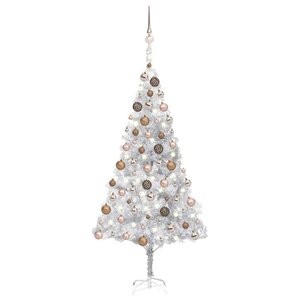 vidaXL Arbre de Noël artificiel pré-éclairé/boules argenté 180 cm PET