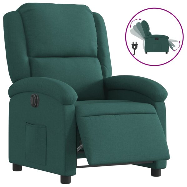 vidaXL Fauteuil inclinable électrique Vert foncé Tissu