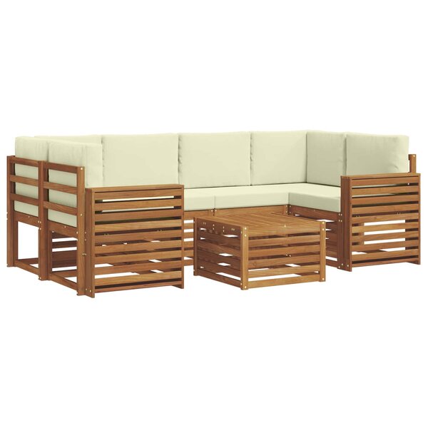 vidaXL Ensemble de canapés d'extérieur 7 pc Naturel et Crème