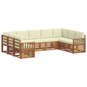 vidaXL Ensemble de canapés d'extérieur 9 pc Naturel et Crème