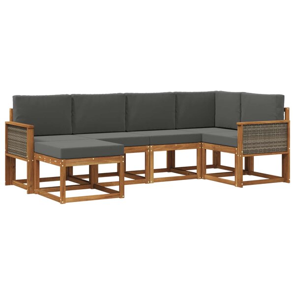 vidaXL Ensemble de canapés d'extérieur 6 Pièces Naturel et Anthracite