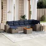vidaXL Salon de jardin 8 Pièces avec coussins gris résine tressée