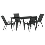 vidaXL Ensemble de jardin 5 pièces - Noir en Textilène et Acier