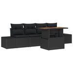 vidaXL Set de canapé de jardin 5 pièces avec coussins noirs en rattan synthétique