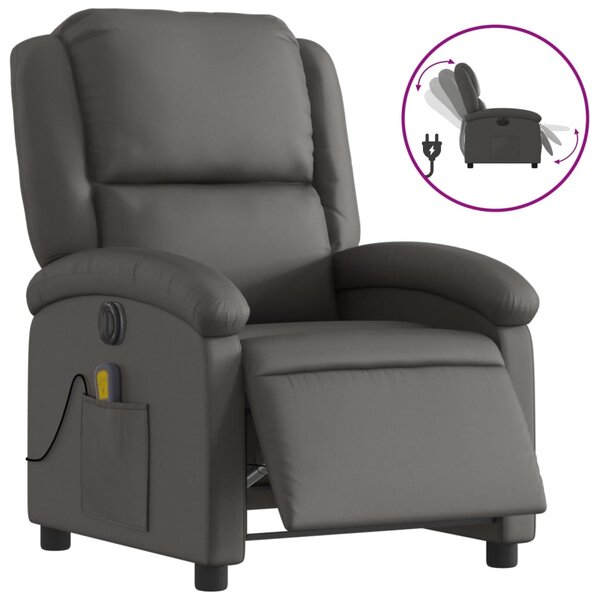 vidaXL Fauteuil inclinable électrique gris cuir véritable