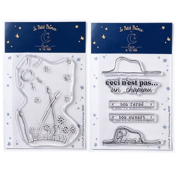 6 Tampons transparents Le Petit Prince Paysage et Boa