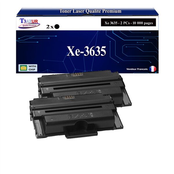 T3AZUR -2x Toners compatibles avec Xerox Phaser 3635MFP  3635MFPVs  3635MFPVx (108R00795) - Noir