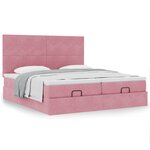 vidaXL Cadre de lit ottoman avec matelas rose 160x200 cm velours