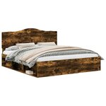 vidaXL Cadre de lit Chêne fumé 200 x 200 cm Pin massif