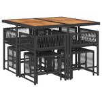 vidaXL Ensemble à manger de jardin 9Pièces coussins noir résine tressée