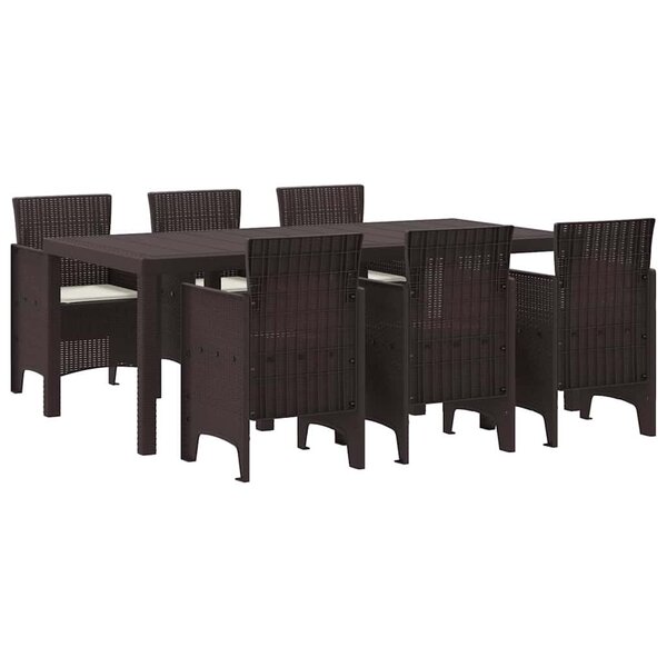 vidaXL Ensemble de salle à manger pour jardin 7 Pièces Marron Rattan Polt