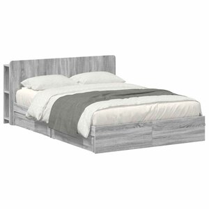 vidaXL Cadre de lit avec rangement Sonoma gris 150 x 200 cm