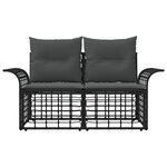 vidaXL Loveseat d'extérieur 2 Pièces Noir et Gris foncé polyrotin
