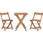 Ensemble en bois d'acacia - Composé d'une table carrée et de 2 chaises pliables