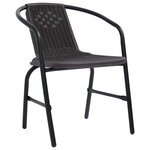 vidaXL Ensemble de salle à manger pour jardin 3 Pièces Noir Poly rotin