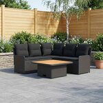 vidaXL Ensembles de meubles avec oreiller 4 Pièces Noir Rotin PE