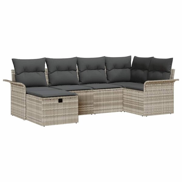 vidaXL Ensemble de canapé de jardin 6 Pièces Gris clair Poly rotin