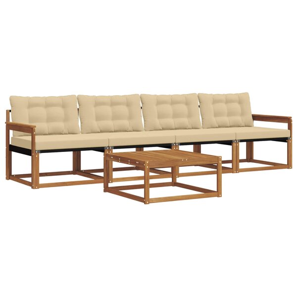 vidaXL Ensemble de canapés d'extérieur 5 Pièces Naturel et Beige