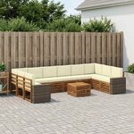 vidaXL Ensemble de canapés d'extérieur 11 Pièces Naturel et Crème