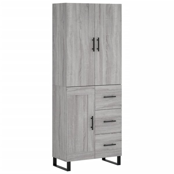 vidaXL Buffet haut Sonoma gris 69 5x34x180 cm Bois d'ingénierie