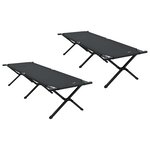 vidaXL Lit de camping pliant 2 Pièces Noir Tissu Oxford