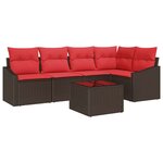 vidaXL Ensemble de Canapés avec coussin 6 Pièces Marron polyrotin