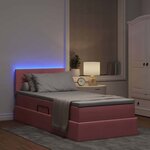 vidaXL Lit avec rangement et LED avec matelas Rose 90 x 190 cm Velours
