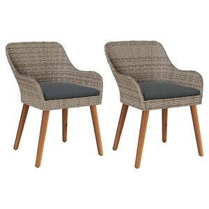 vidaXL Chaise de jardin 2 Pièces Noir 55 x 62 5 x 82 cm polyrotin