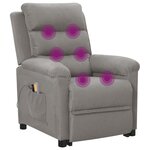 vidaXL Fauteuil de massage inclinable Gris clair Tissu