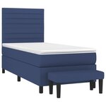 vidaXL Sommier à lattes de lit avec matelas Bleu 90x200 cm Tissu