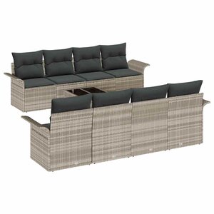 vidaXL Ensemble de canapé de jardin 9 Pièces Gris clair et gris foncé