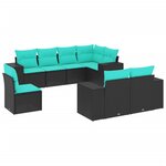 vidaXL Salon de jardin 8 Pièces avec coussins noir résine tressée