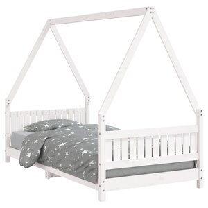 vidaXL Cadre de lit pour enfants blanc 90x190 cm bois de pin massif