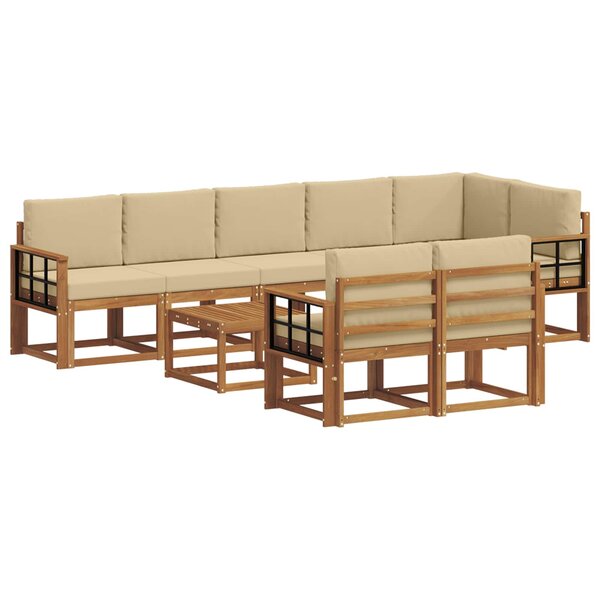 vidaXL Ensemble de canapés d'extérieur 9 pc Naturel et Beige
