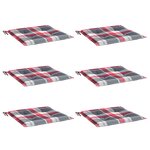 vidaXL Coussins de chaise de jardin lot de 6 carreaux rouges 50x50x3cm