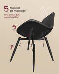 Chaises de salle à manger lot de 4 support métallique pieds réglables nettoyage facile chaises de cuisine tissu chenille texturé gris 12_0004984