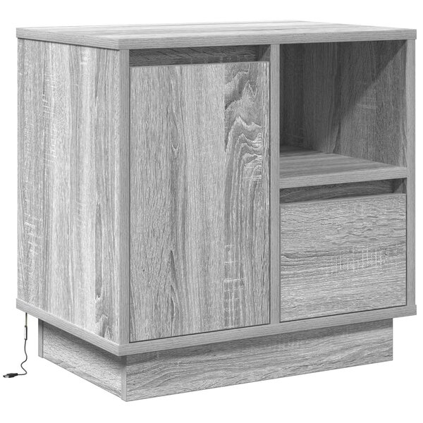 vidaXL Cabinet de chevet Gris 50 x 34 5 x 50 cm. Bois d'ingénierie