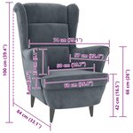 vidaXL Fauteuil gris foncé velours